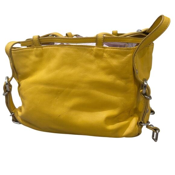 KH Design Pebbled Leather Saffron Yellow Slouchy Messenger Hobo Bag Indie Sleaze - Picture 11 of 13